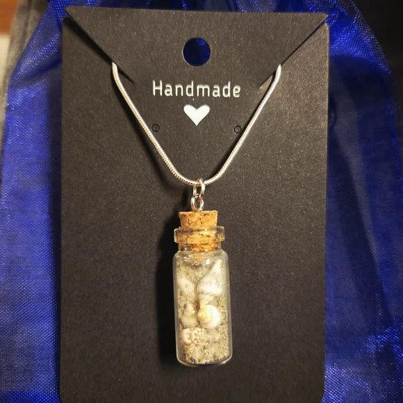 Beach Sand Bottle Necklace (Real Sand From Phippsburgh, Maine!) Handmade - Picture 2 of 4